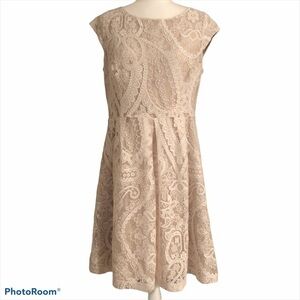 Liz Claiborne ivory and gold lace dress